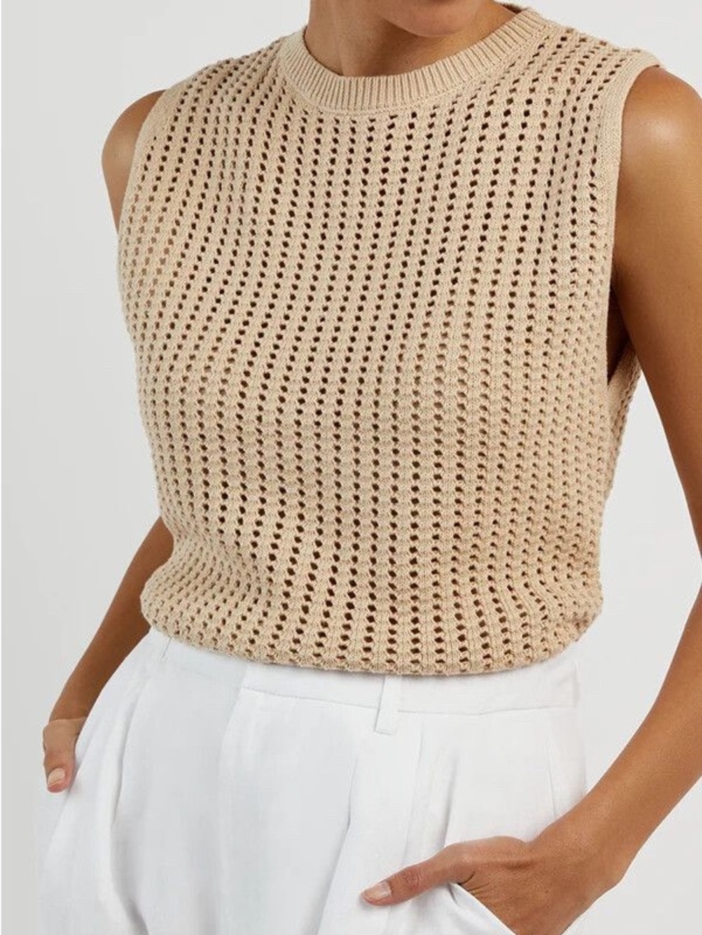 DISSH Crochet Wheat Knit Sleeveless Top Size M